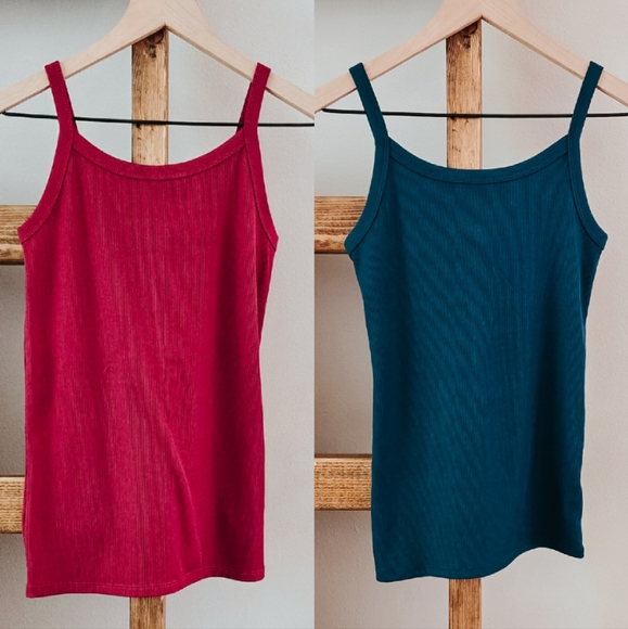 No Boundaries Tops - No Boundaries Ribbed Cami Bundle – Fushia & Teal (Size S)